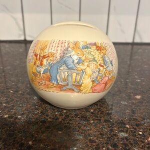 Bunnykins Royal Doulton Round Ceramic Piggy Bank Celebrate Your Christening 3.5”